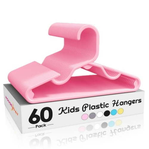 ACSTEP Baby Hangers 60 Pack, 11 Inch Kids Plastic Hangers, Non-Slip Baby Hangers for Closet, Baby Clothes Hangers for Pants Shirts Outfit Onesie, Pink