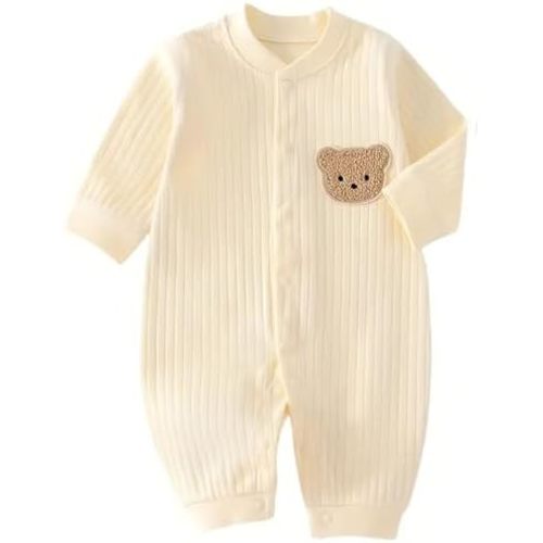 Baby Newborn Romper Clothes, 100% Cotton Long Sleeve Romper Newborn Infant Baby Bodysuit Jumpsuit for Boys Girls