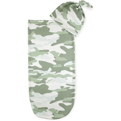 Itzy Ritzy Cocoon & Hat Swaddle Set - Swaddle for Newborns Includes Name Announcement Card & Jersey Knit Cocoon & Hat Set, Perfect for Newborn Photography - for 0 to 3 Months (Green Camo)