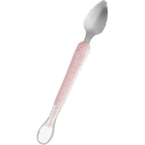 Double Head Baby Silicone Food Spoon (Pink), Baby Fruit Scraping Mud Spoon, Feeding Spoons Training Spoon for Infants, baby led weaning supplies (Pink)