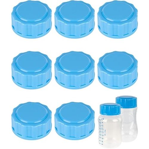 Travel and Storage Bottle Caps Compatible with Avent Baby Bottles, Bottle Lids Replacement, 8 Count, Blue