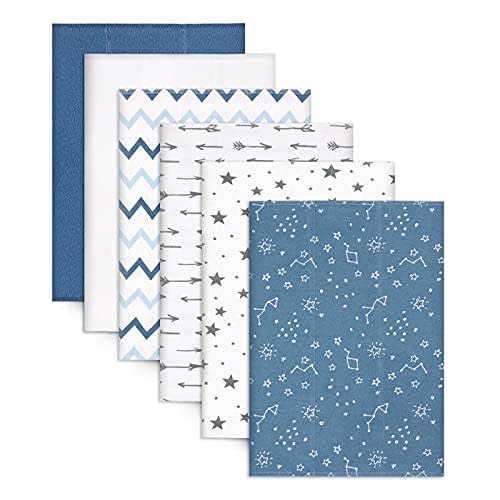 Burp Cloths for Baby Boys - 6 Pack Baby Burp Cloths -100% Cotton Double Layers of Extra Absorbent Burping Cloths Set - Spit Up Burp Rags