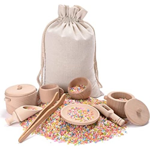 Sensory Bin Toys for Toddlers - Montessori & Waldorf Pretend Play Dish & Tongs - Fine Motor Learning Toys for Sensory Table Activities