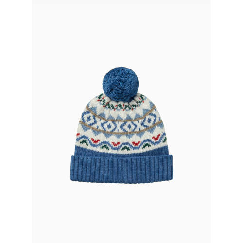 Baby Frankie Fair Isle Beanie in Denim Blue Marl | Trotters London – Trotters Childrenswear USA