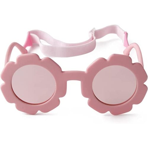 ADE WU Baby Polarized Sunglasses with Strap,Cute Flower Sun Glasses for Baby Girl Boy Infant Toddler 3-24 Months