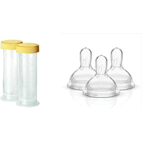 Medela Breast Milk Storage Bottles, 12 Count with Slow Flow Spare Nipples, 3 Pack