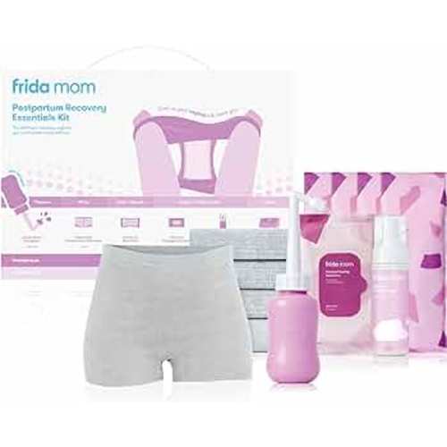 Frida Mom Postpartum Recovery Essentials Kit, includes Disposable Underwear, Instant Ice Maxi Pads, Perineal Healing Foam, Perineal Healing Pad Liners and Upside Down Peri Bottle (11pc Gift Set)