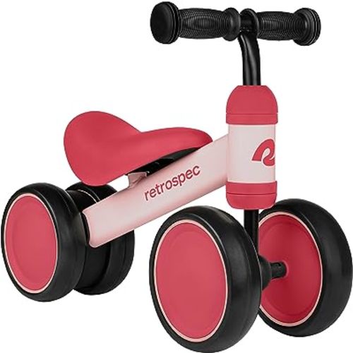 Retrospec Cricket Baby Walker Balance Bike with 4 Wheels for Ages 12-24 months - Toddler Bicycle Toy for 1 Year Old’s - Ride On Toys for Boys and Girls - One Size