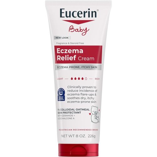 Eucerin Baby Eczema Relief Body Cream, Fragrance Free Baby Eczema Cream with Colloidal Oatmeal, Ceramide-3 and Licorice Root Extract, 8 Oz Tube