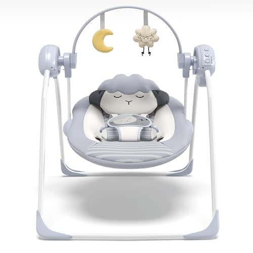 Baby Swings for Infants, Portable Baby Swing with 5-Speed, Compact Baby Swings with Music and Timing, Infant Swing for 0-9 Months 6-20 lbs