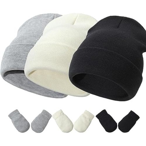 Baby Hats and Mittens Set Infant Toddler Beanie Caps Hospital Hat Set Newborn Gloves for Baby Boys Girls