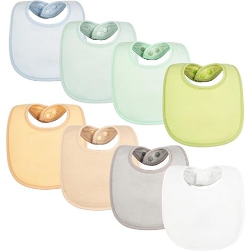 Tiny Twinkle Baby Feeding Bibs 8 Pack - Waterproof and Absorbent Infant Drool and Feeding Baby Bibs