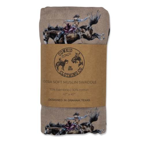 Rodeo Broncs Bamboo Muslin Swaddle – Cowkid Clothing Company