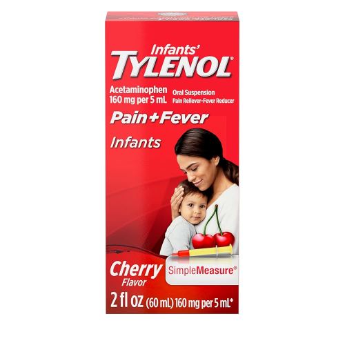 Infants' Tylenol Liquid Pain Relief & Fever Medicine, Oral Suspension, Acetaminophen for Sore Throat, Headache & Teething, Pain Reliever & Fever Reducer for Kids; Cherry Flavor, 2 fl. oz.; Pack of 1