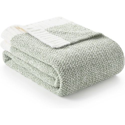 Snuggle Sac Sage Green Throw Blanket 50"x70", Super Soft Warm Microfiber Blankets Cozy Knit Fuzzy Lightweight Oversized Throws for Couch, Sofa, Bed, Camping, Picnic (Sage Green, 50x70 inches
