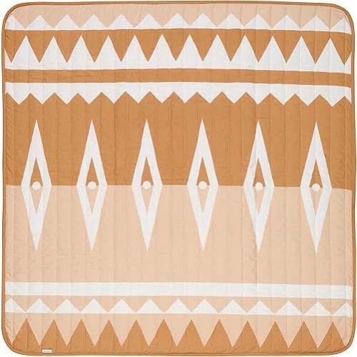 Toddlekind Pretty Practical Mat 100% Organic Cotton 47" x 47”, Reversible, Portable, Travel, Portable, Indoor/Outdoor, for Babies/Toddlers, Tribal-Camel (Rustic Tan)