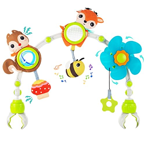 Lynncare Adjustable Arch Bassinet Toys for Infant & Toddlers, Stroller Arch, Baby Crib Toys with Fascinating Hanging for Stimulating Babys Senses and Developing Motor Skills