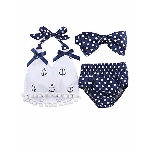 Infant Baby Girl Anchor Top with Polka Dots Bloomers Sunsuit Clothing Set