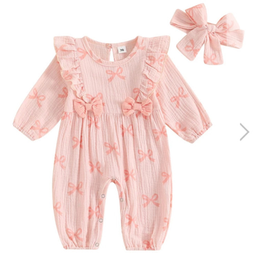 BOWTIE Ruffle Muslin Jumpsuit - Hazel & Bo