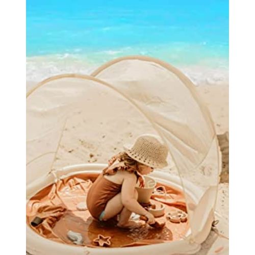 Kids Beach Pool - Inflatable Beachside Palace for 2 with Pivoting Sun Shade Cover Canopy for Baby, Supported Sitter & Toddler- Large bag for filing - Swimming Pool Carrying Case - 2.5 LBS Light