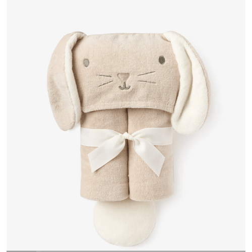 Taupe Bunny Hooded Baby Bath Wrap – Elegant Baby
