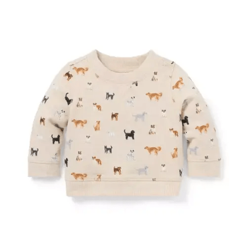 Baby Fluffy Bunny Heather Dog Baby Dog French Terry Sweatshirt by Janie and Jack