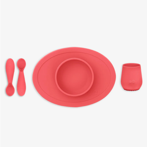 First Foods Set / Silicone Spoon, Cup & Suctioning Bowl for Infants– ezpz