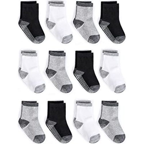Zaples Grip Crew Socks with Non Slip/Anti Skid Soles for Baby Infants Toddlers Kids Boys Girls