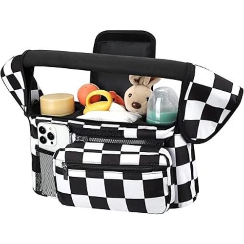Accmor Universal Stroller Organizer with Insulated Cup Holder Detachable Phone Bag and Shoulder Strap,Stroller Bag Caddy Organizer Fits for Uppababy, Baby Jogger, Britax Strollers