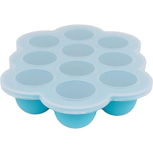 WeeSprout Silicone Freezer Tray with Clip on Lid Perfect Food Storage Container for Homemade Baby Food, Vegetable, Fruit Purees, and Breast Milk (Bright Blue, Ten 1.5 Ounce Sections)