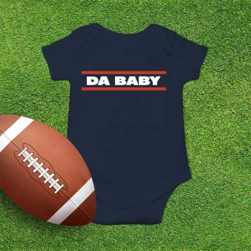 Da Baby 12 Months Onesie, Newborn Chicago Football Fan, Baby Shower Gift, Sports Team Baby Clothes
