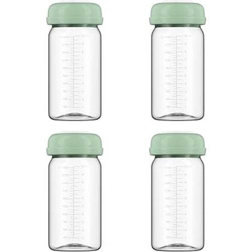 Breastmilk Storage Bottles Collection Bottles, 10oz Wide-Neck Breast Milk Container Compatible for Spectra S1 S2 SG Motif Luna Breast Pumps, Fit for 22oz Breast Milk Cooler & Fridge, 4 Packs
