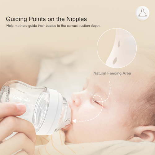 Free Shipping! GULICOLA Natural Glass Baby Bottle 4 Pack 5 oz, Newborn Breastfeeding Set, Extra Slow Flow Nipples, Anti Colic