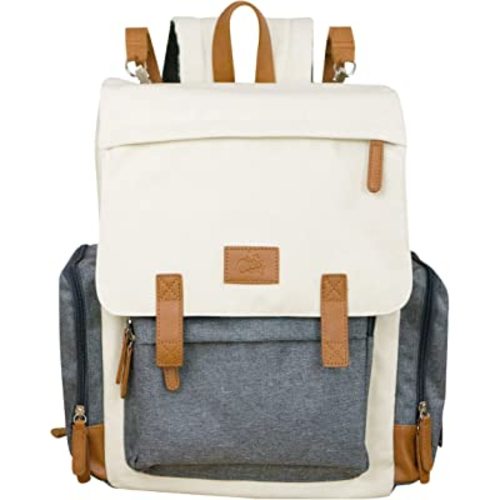 Cutie Carry Diaper Bag Backpack with Baby Pad Insulated Pocket Stroller Straps Wipe Dispenser Padded Shoulder Large Fashion Bags Dad or Mom Grey Cream