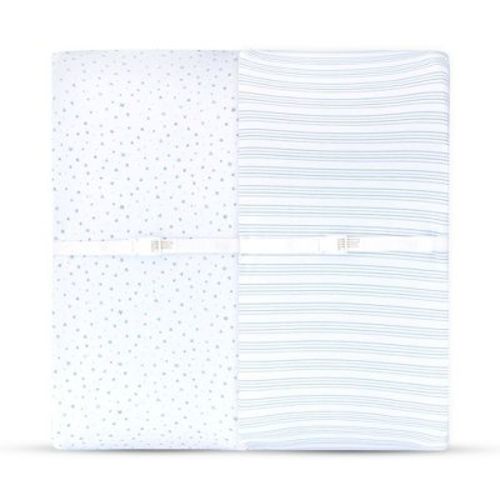 Ely's & Co. Baby Changing Pad Cover - Cradle Sheet 100% Combed Jersey Cotton Dusty Blue Star 2 Packs