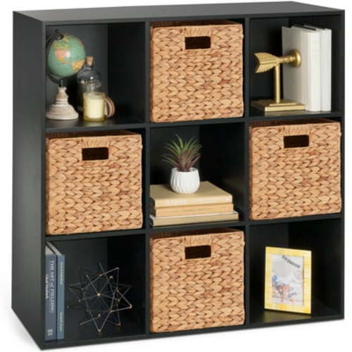 Best Choice Products 9-Cube Bookshelf, 11in Display Storage Organizer w/ 3 Removable Back Panels - Black