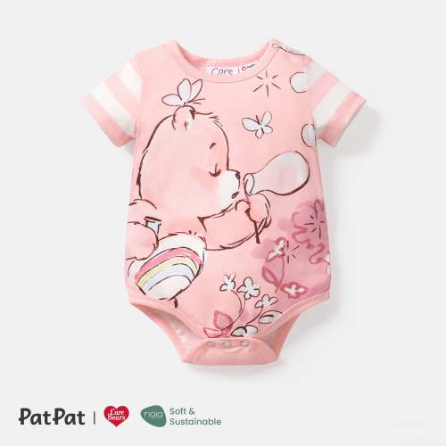 Care Bears Baby Bodysuit, Short Sleeve Baby Onesie for Summer, Graphic Baby Cloth for 6-9 Months Light Pink for Baby Days