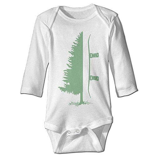 BAlalaxka Snowboard Pine Tree Newborn Baby Girl's Boy Long Sleeve Romper BodySuit, White, 0-6 Months