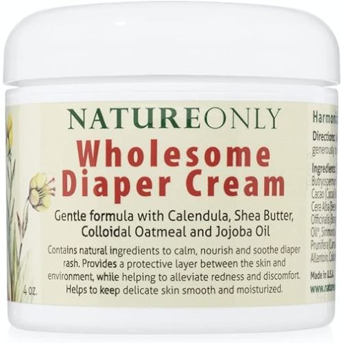 Nature Only Wholesome Diaper Cream. Calm, Nourish and Soothe Diaper Rash. Natural & Organic - 4 oz (Pack of 1)