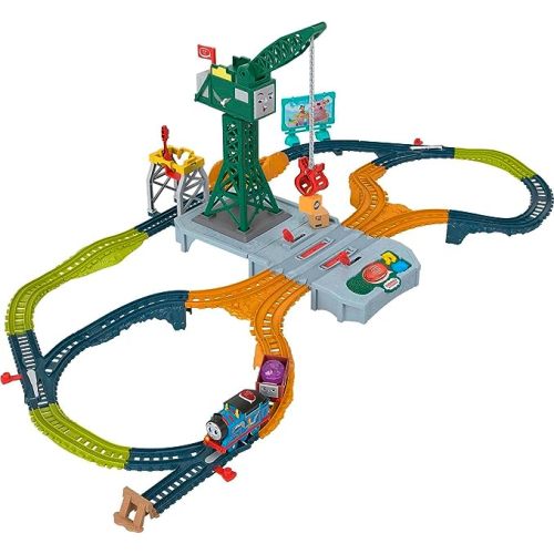 ​Thomas & Friends Toy Train Set Talking Bulstrode & Which-Way Bridge Track Playset with Sounds & Percy Engine for Kids Ages 3+ Years