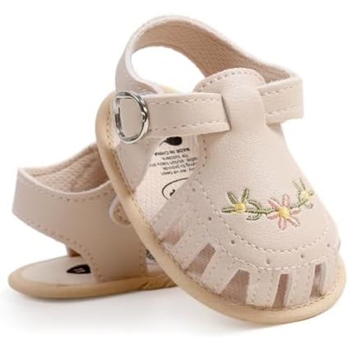 GDSDYM Infant Baby Girls Summer Sandals with Flower Bowknot Soft Sole Wedding Dress Flats Newborn First Walkers Crib Dress Shoes