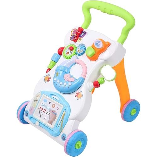 2 in 1 Sit to Stand Baby Walker with Music and Light, Push Toys for Toddlers 1-3 for Learning to Walk, Baby Walking Toys 6 to 12 Months for Infants Babies Toddlers Boys Girls