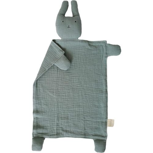 Marlowe & Co Organic Cotton Muslin Bunny Lovey Security Blanket, 12 in x 15 in (Sage)