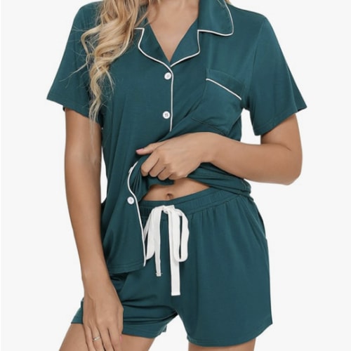 Senert Pajamas Set For Women Short Sleeve Sleepwear Soft Button Down Post Partum Pjs Set Maternity Lounge Sets S-XXL