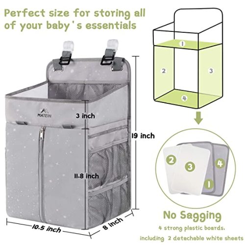Hanging Diaper Caddy, Portable Diaper Organizer Stacker, Nursery Storage for Changing Table, Crib, Playard or Baby Stroller - Baby Gifts for Newborn Boy and Girl