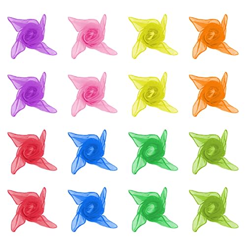 HEQU Square Dance Scarves - 16 Pcs Juggling Silk Scarves for Music Movement, Kids (8 Colors, 24" x 24")