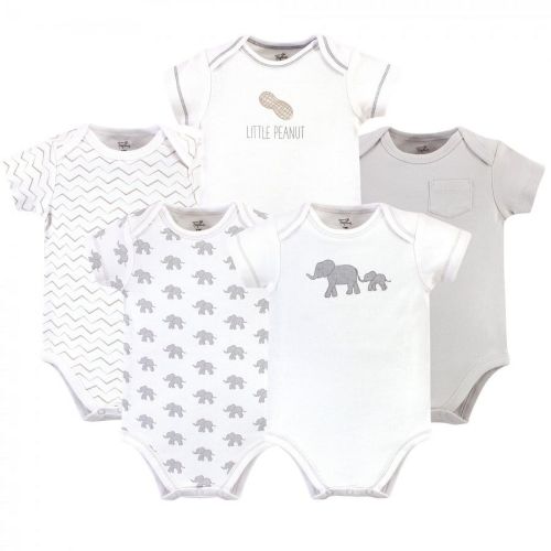 Touched by Nature Organic Cotton Bodysuits 5pk, Marching Elephant, 3-6 Months