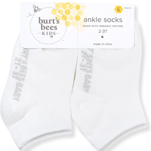 Burt's Bees Baby Unisex Baby Socks Ankle or Crew Height Made with Soft Organic Cotton, 6 Packs with Non-Slip Grips for Babies