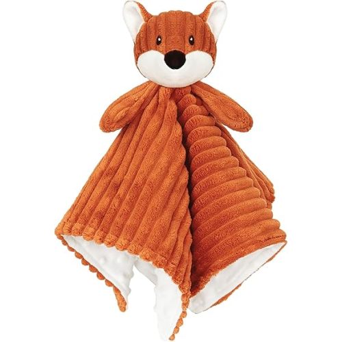Baby Security Blanket Unisex Loveys for Babies Essentials, Newborn Boys and Girls Fox Stuffed Animal Snuggle Toy with Dotted Backing Fabric, Orange 15 Inch