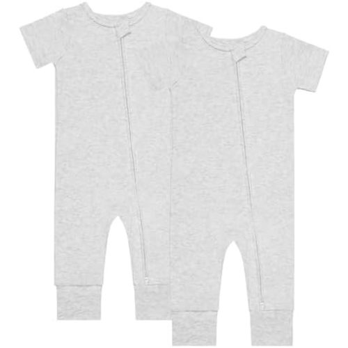 GUISBY Footless Short Sleeve Baby Pajamas with Zipper Cotton Infant Sleepwear